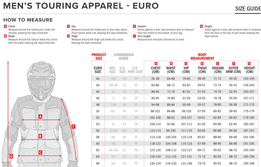 Alpinestars Race Suit Size Chart