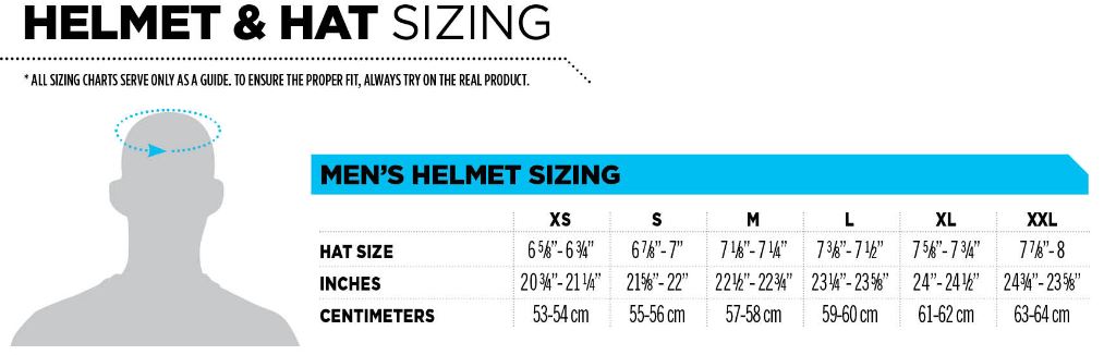 Motocross Helmet Size Chart