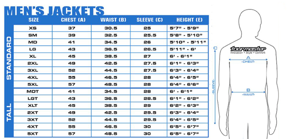 Tourmaster Jacket Size Chart