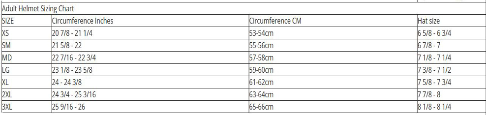 Scorpion Exo 400 Size Chart