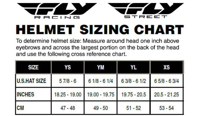 Youth Helmet Size Chart